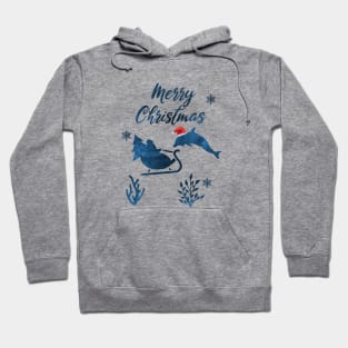 Santa Claus And The Dolphin Christmas Art Hoodie